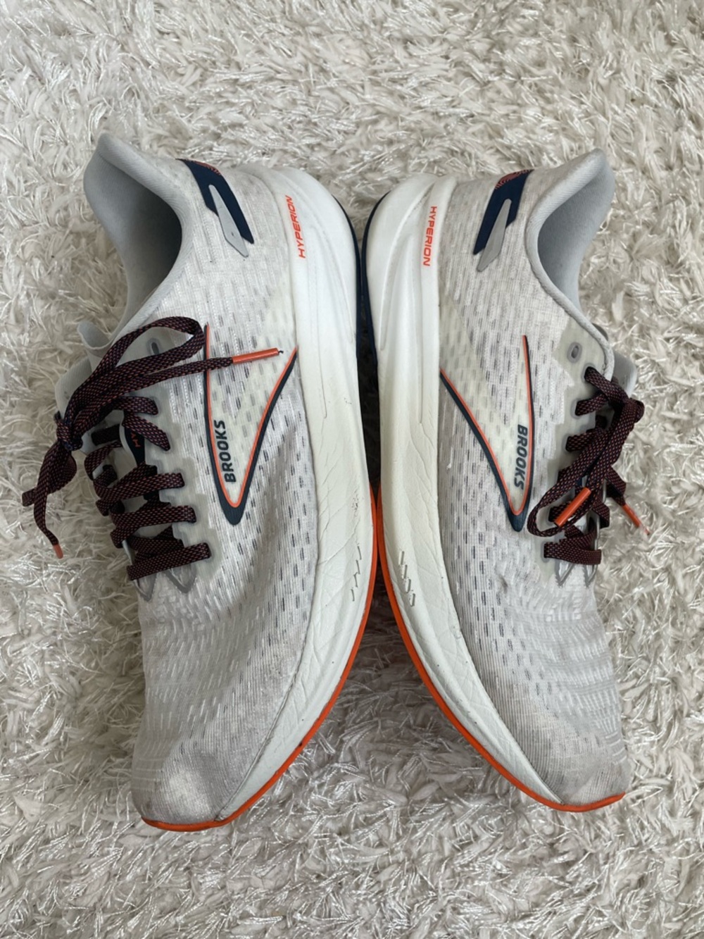 Brooks Men's Hyperion Running Shoes Oyster Mushroom White with Orange Accents - Picture 10 of 12